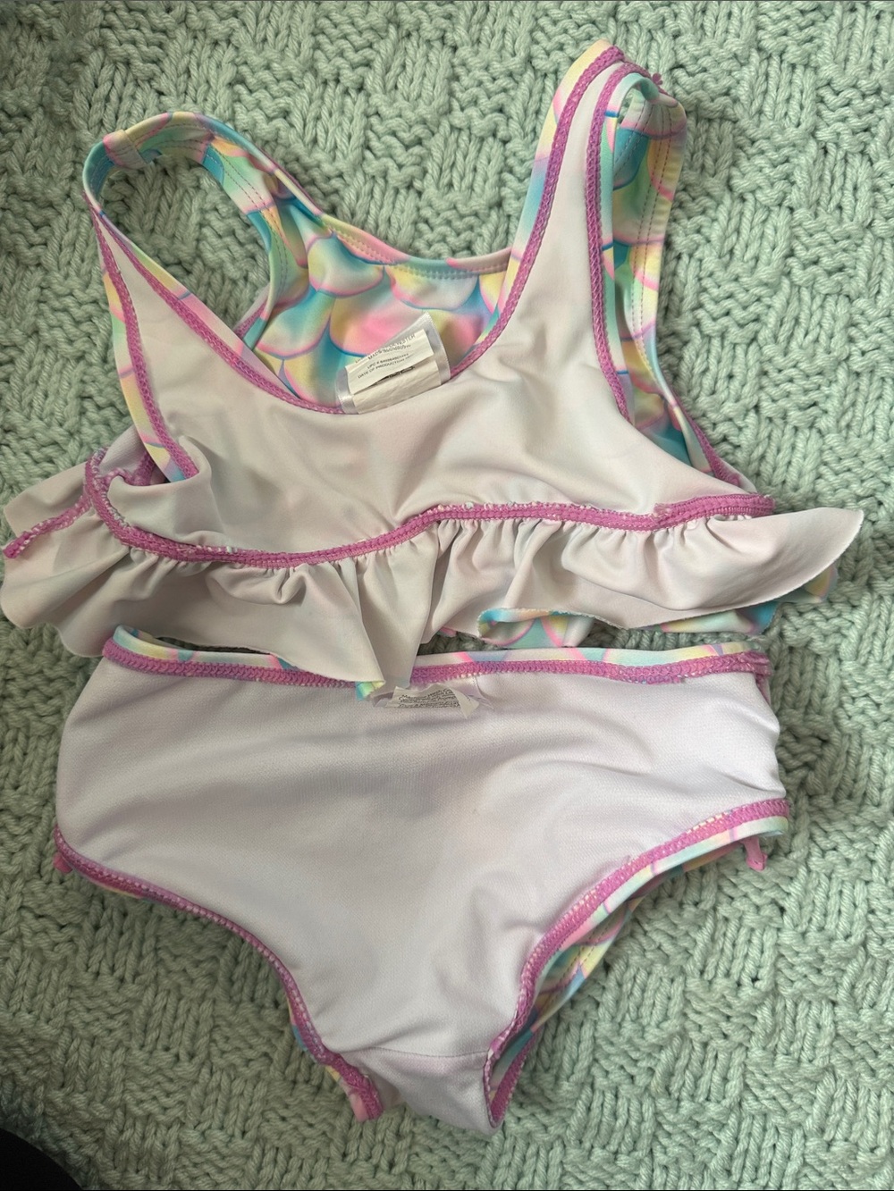 Girls' Mermaid Scale Ruffle Two-Piece Swim Set - Pink Multicolor from Shelloha - Picture 6 of 7
